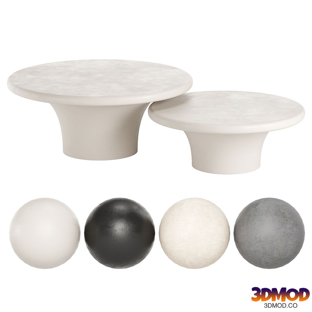 Pompeo Round Ivory Cast Resin Nesting Coffee Table Set