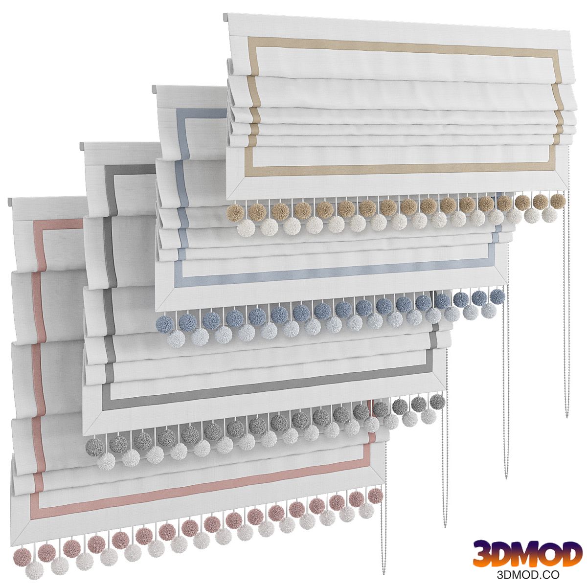 Roman blinds 42 (1500mm) with pompoms