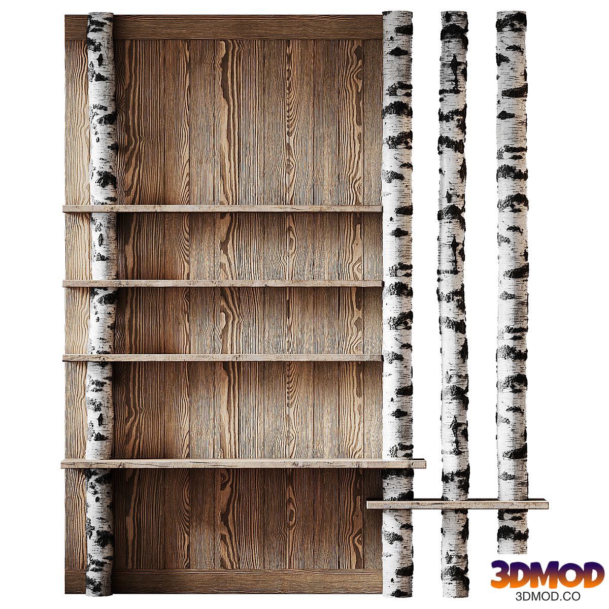 Shelves with partition made of birch