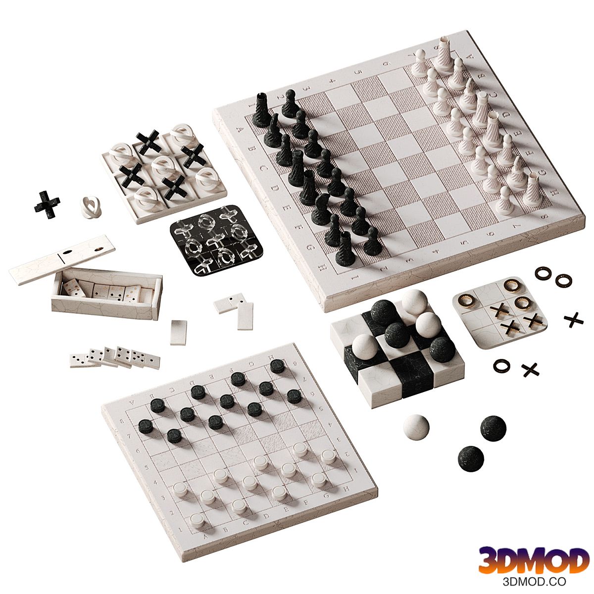 Decorative set with marble board games