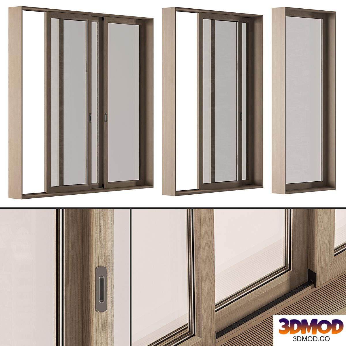 Wooden Sliding Windows Set 36