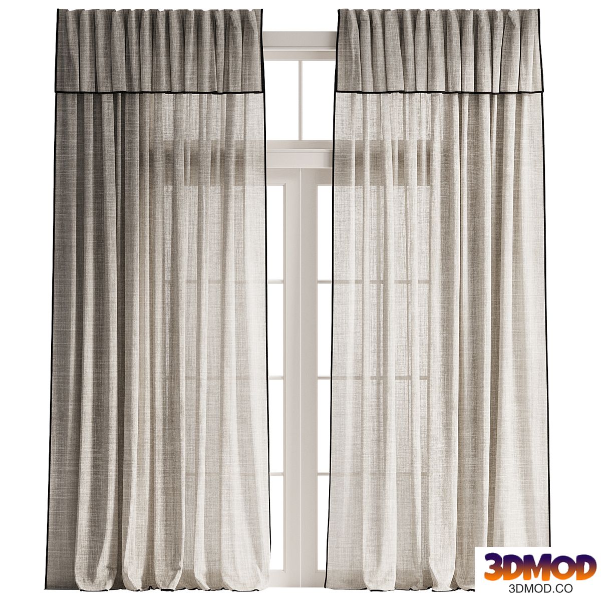 Black Trim Linen Curtains