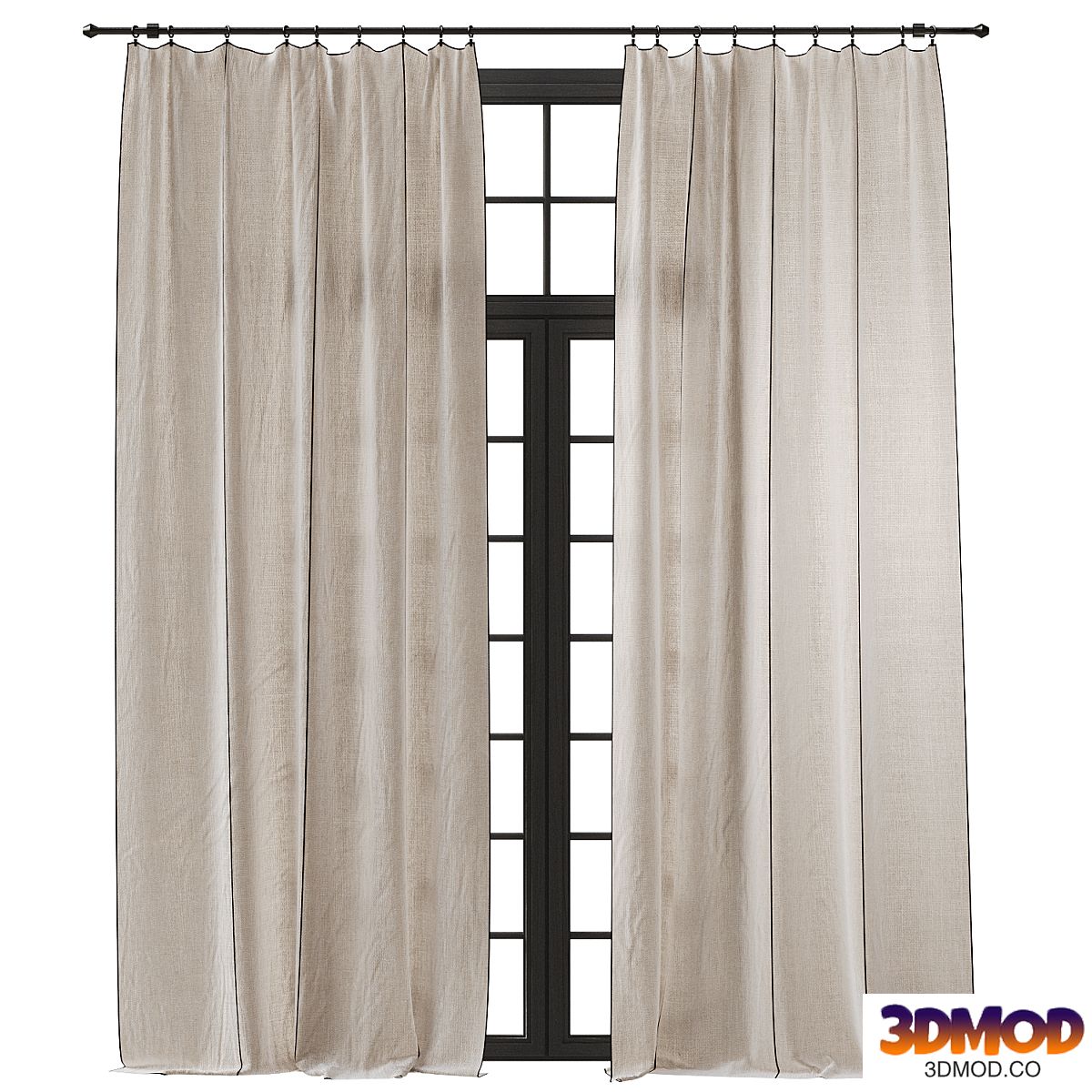Linen curtains with black trim