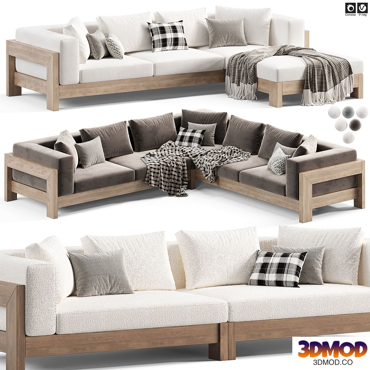 Minotti Alison Iroko Outdoor Modular Sofa