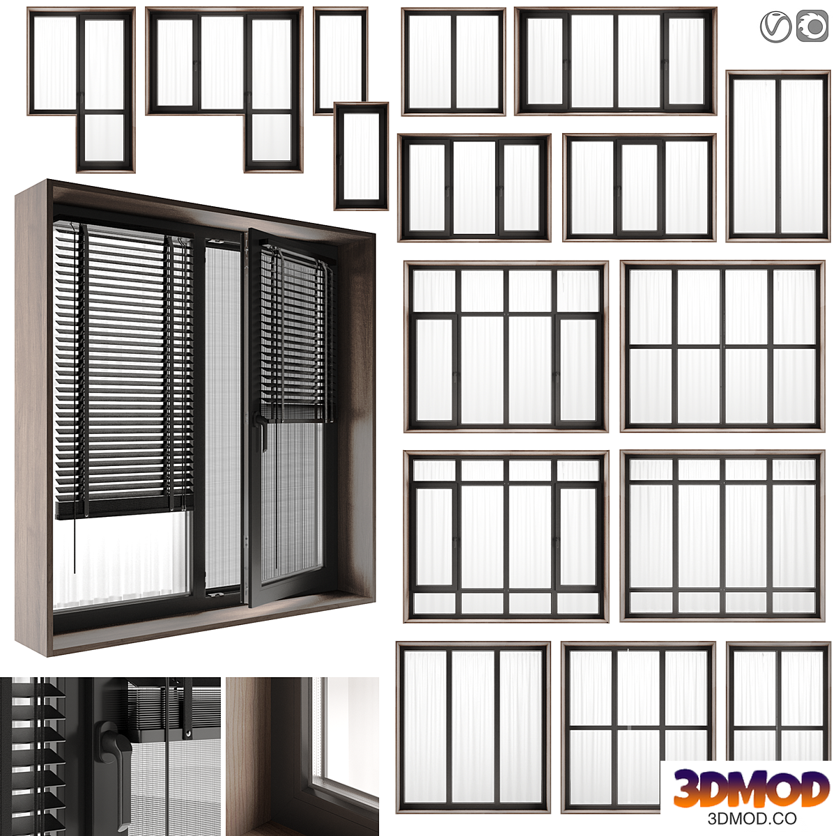A set of plastic and panoramic windows.