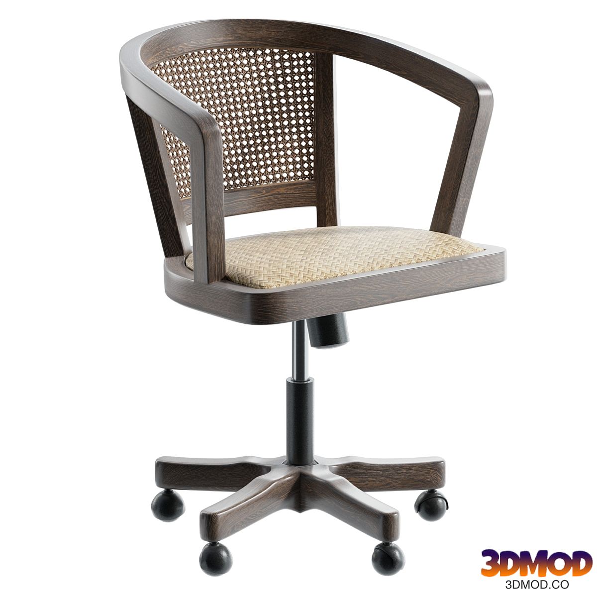 French Wicker Swivel Desk Chair