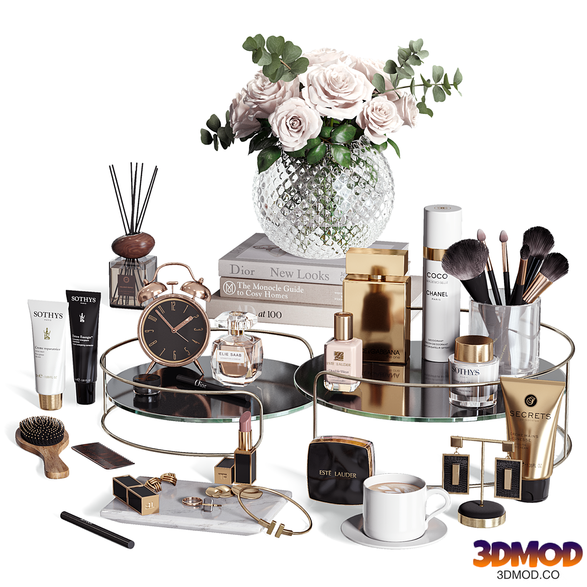 Cosmetic set with a bouquet of roses