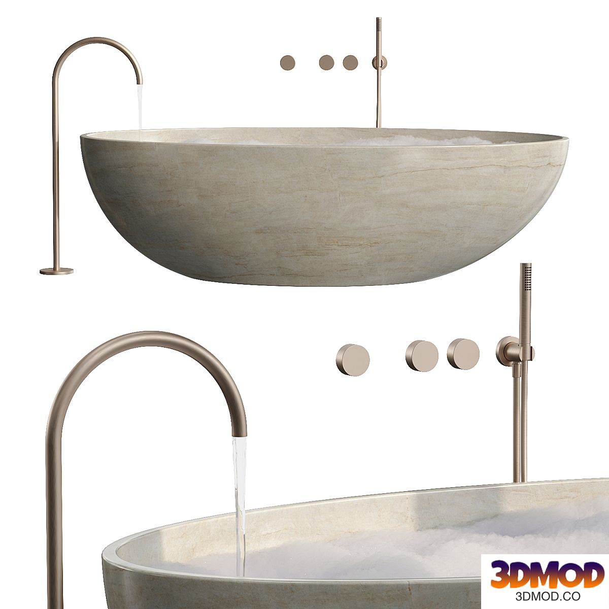 Handcrafted Oval Stone Bathtub