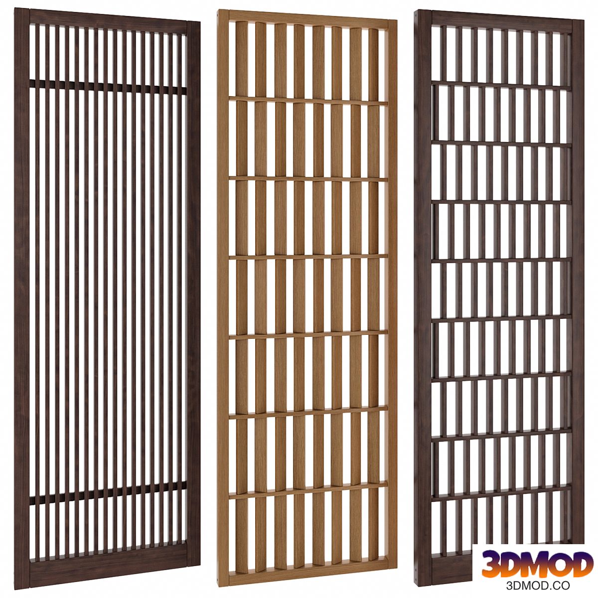 Wooden slatted partitions