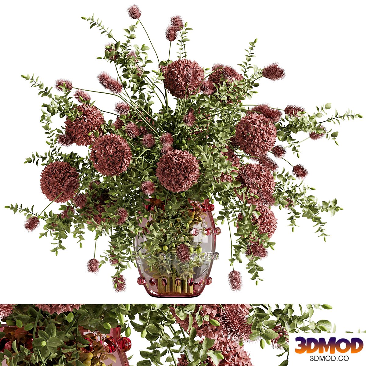 bouquet of balls and fruits in a glass vase 11