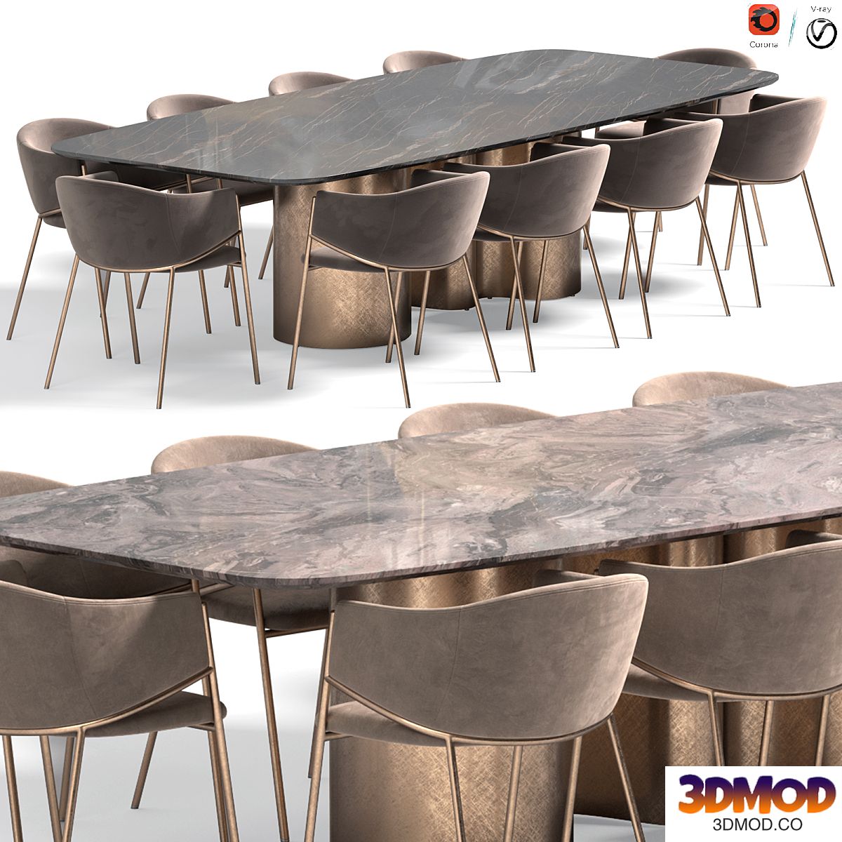 Dill Dining chair and Papel Keramik Table Cattelan Italia