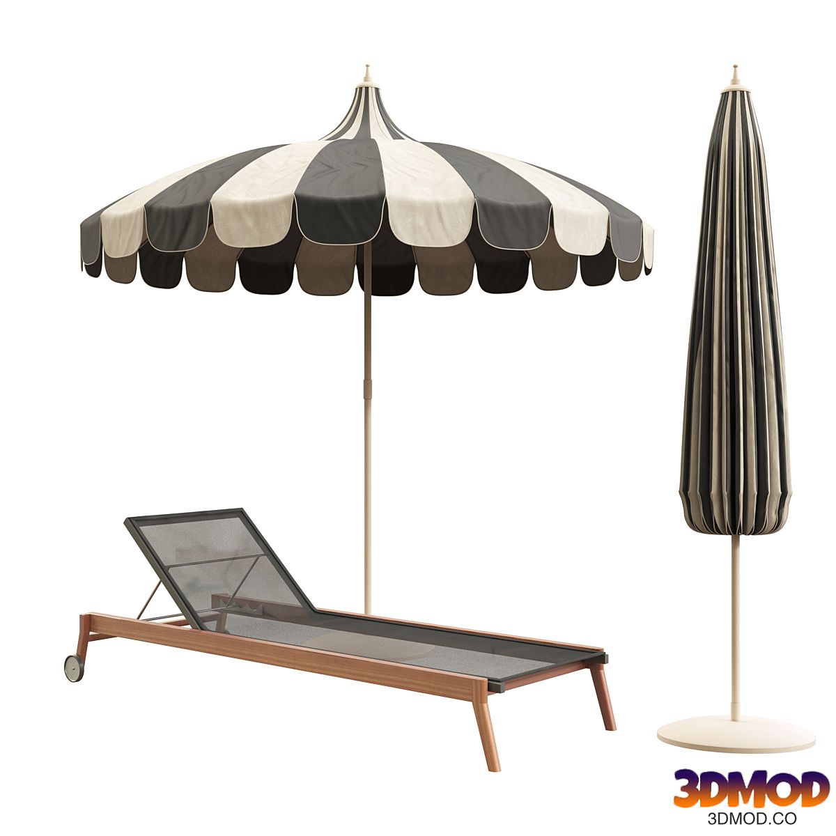garden umbrella and sunbed