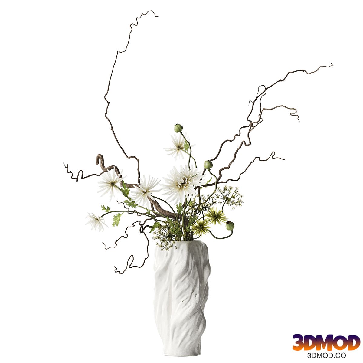 Bouquet with branches in a vase