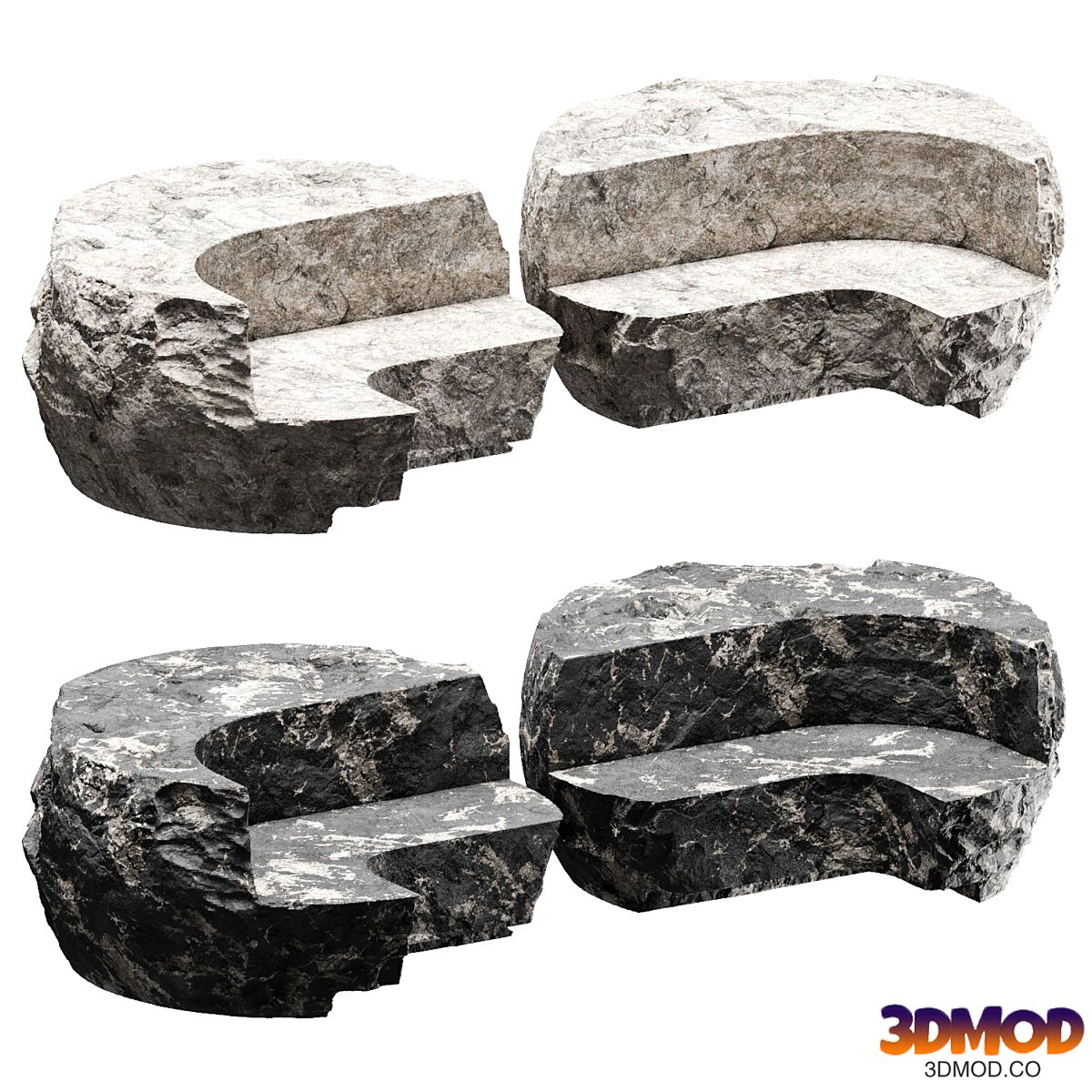 set park bench made of stone 3