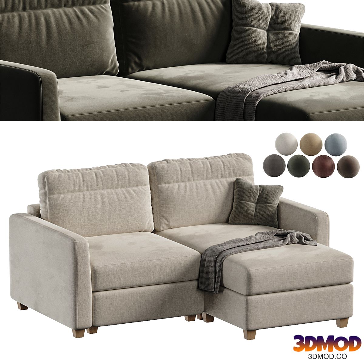 Corner sofa Brookville Velvet Beige | Divan.ru