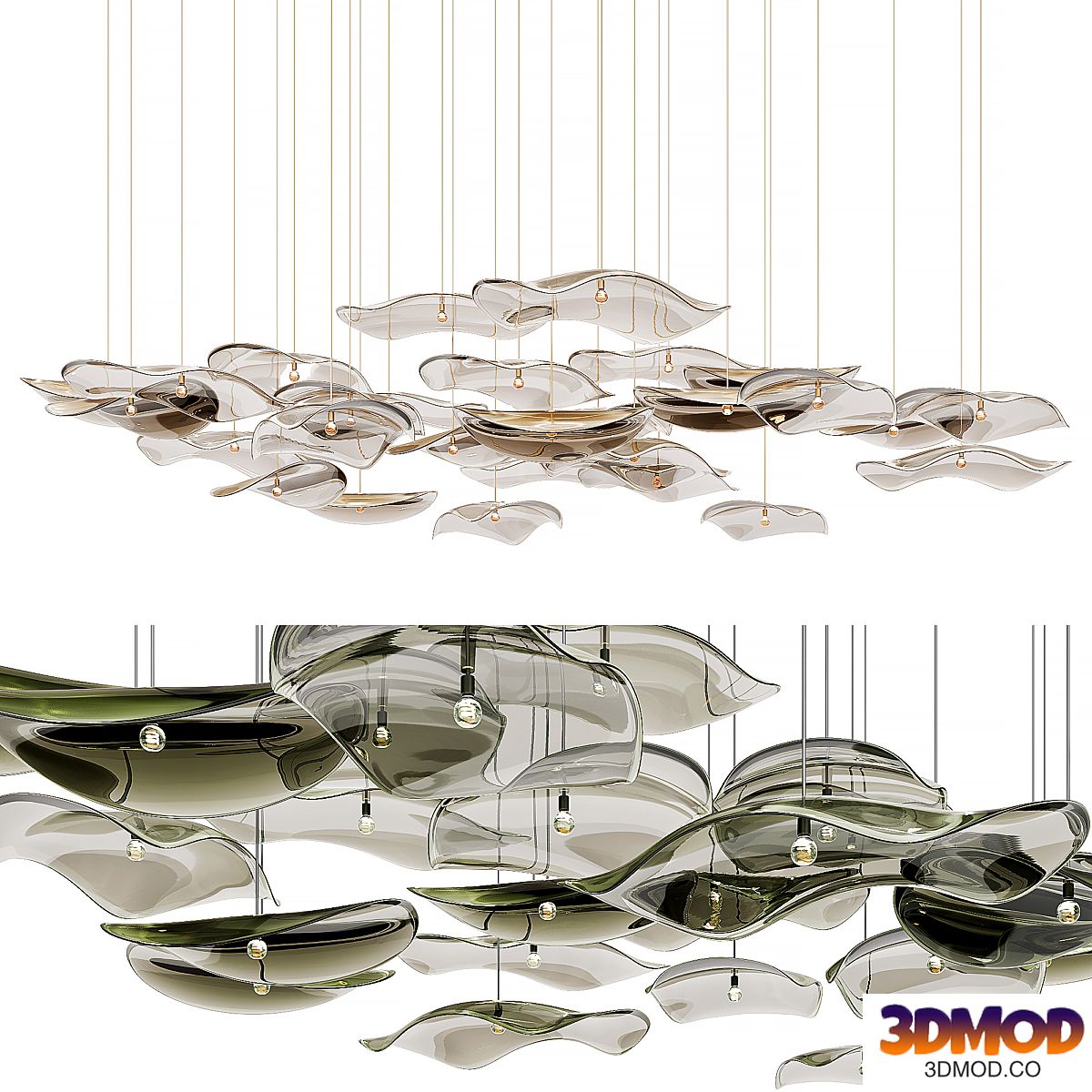 Wave Floating Leaf Chandelier Pendant Lamps