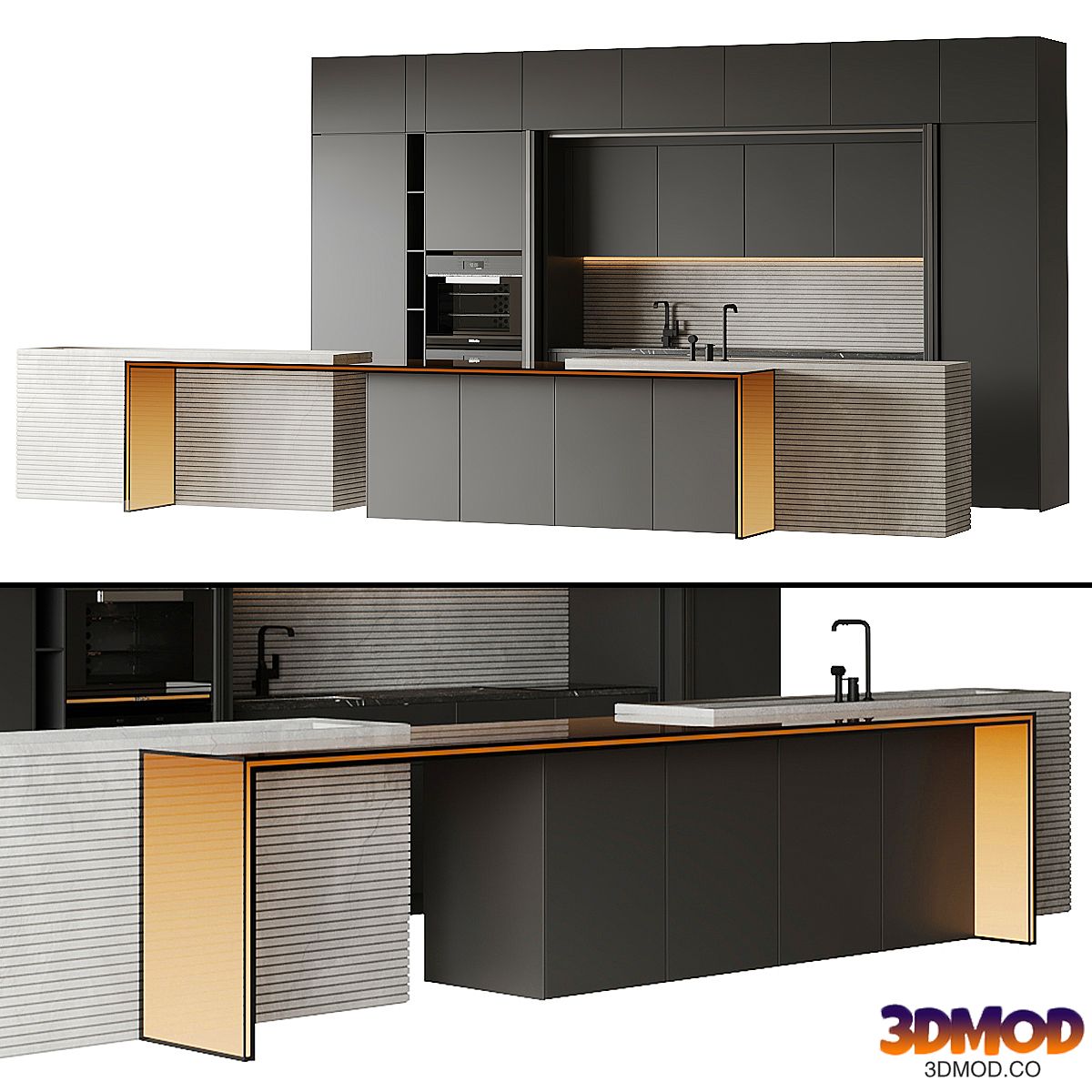 Kitchen with island BLADE By MODULNOVA