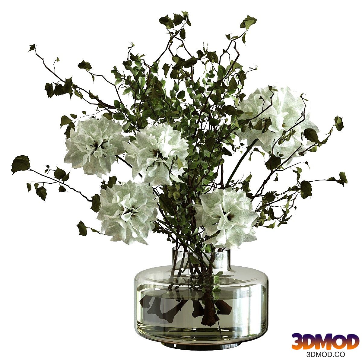 Bouquet of branches and flowers in a vase